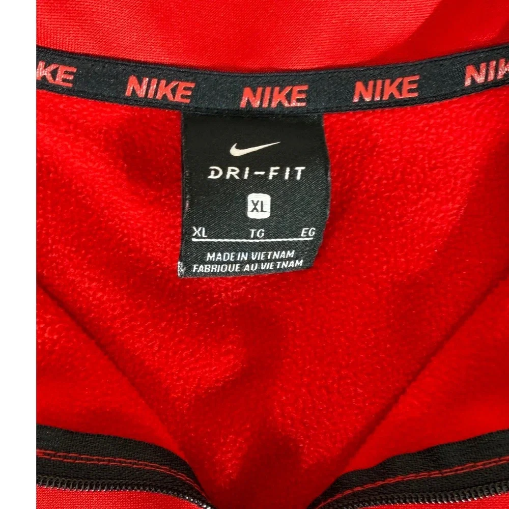 Nike Fleece Pullover XL Red Dri-FIT 1/4 Zip Athletic Activewear Performance READ